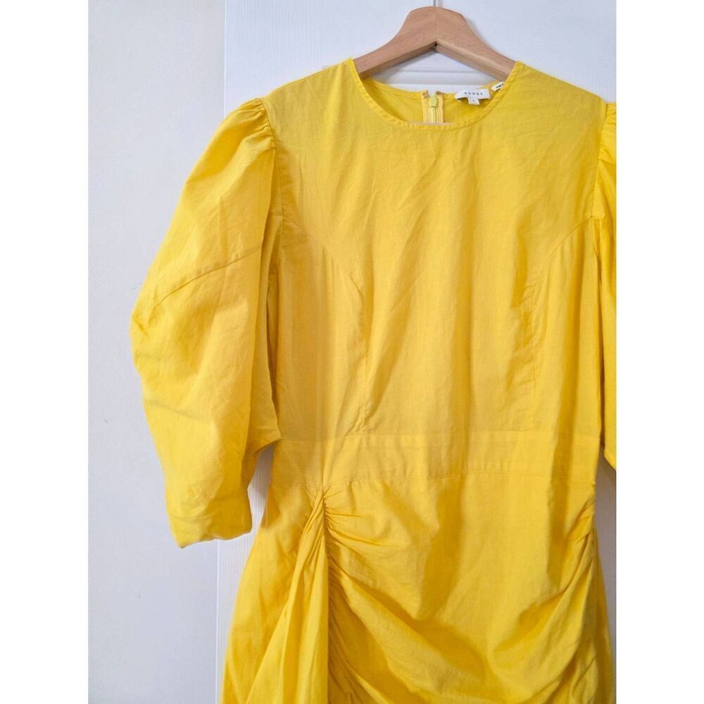 Rhode Pia Puff Sleeve Ruffle Mini Yellow Dress S - Picture 5 of 10
